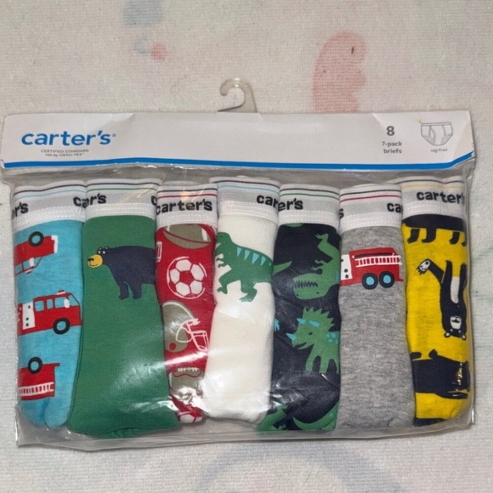 Carter's Kids Briefs 7-Pack - Red, Green, White, Black, Gray, Yellow